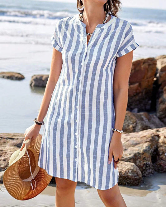 Marta™ | Elegante vestido camisero a rayas