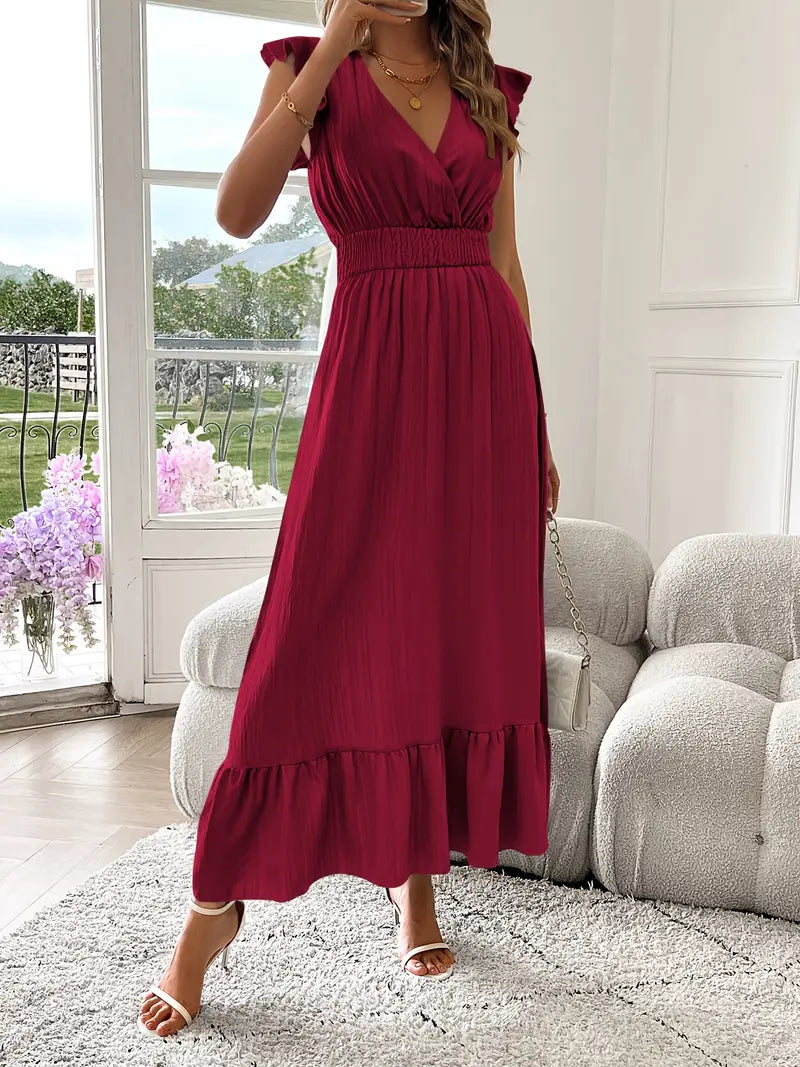 Carmen™ Vestido con escote cruzado, cintura fruncida y volantes