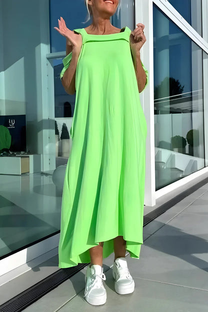 Mónica™ – Vestido largo  de verano con hombros descubiertos y diseño fluido