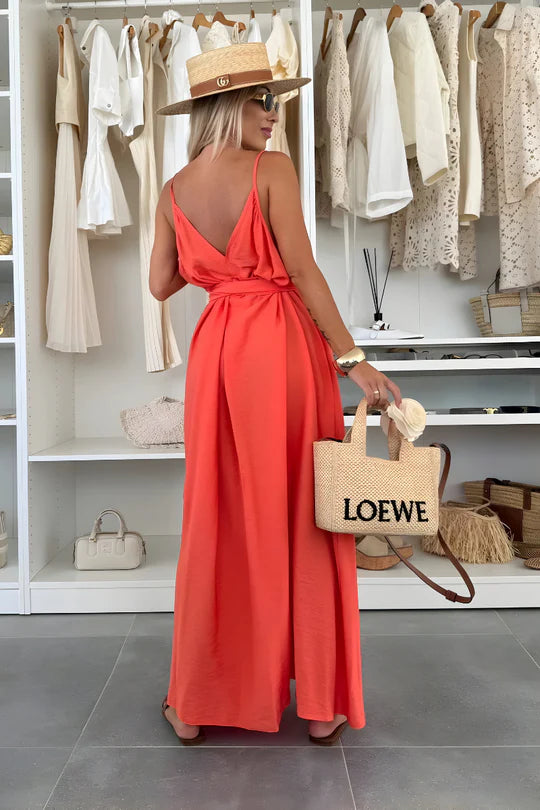 Lía - Vestido largo fluido con espalda en V