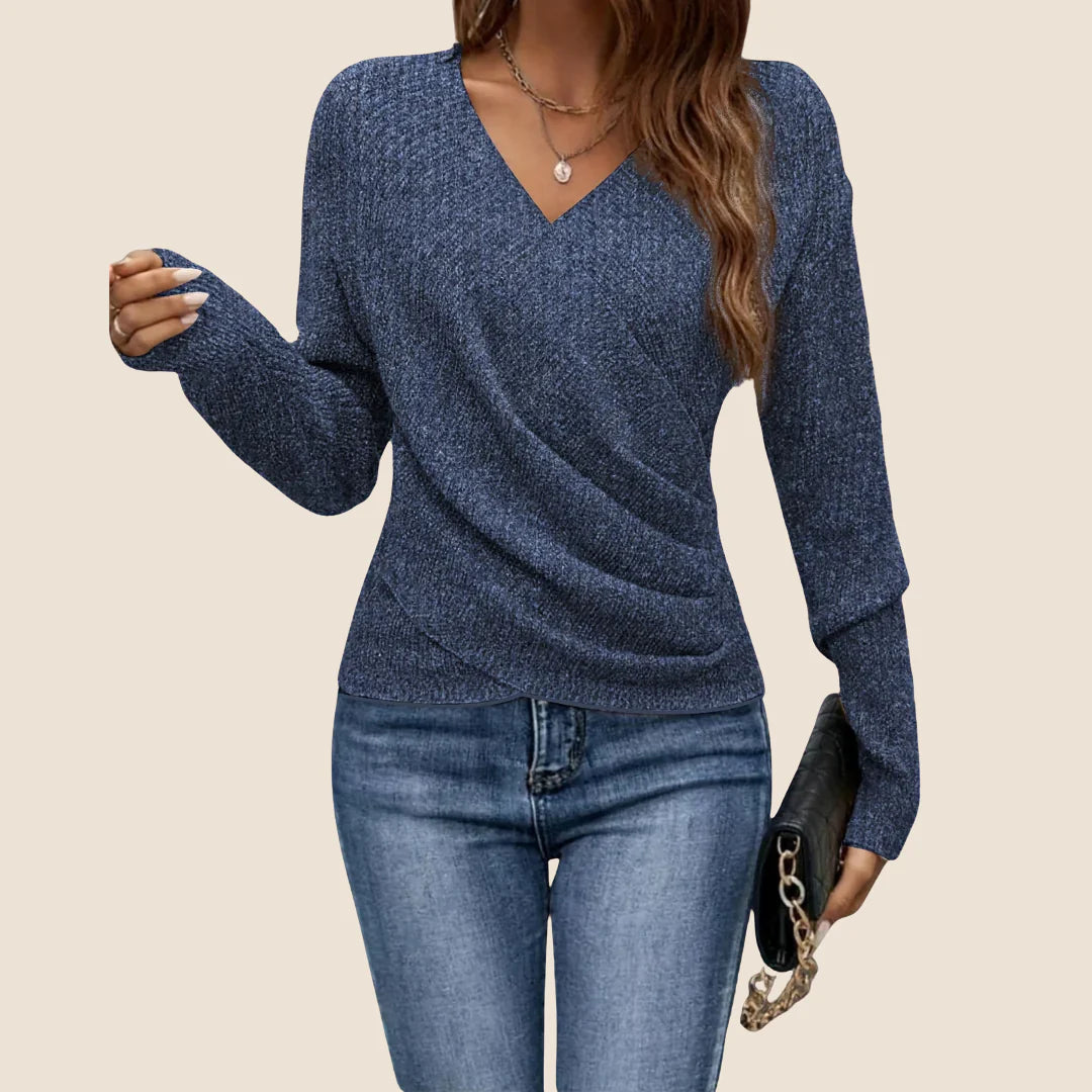 Lina - Lujoso top cruzado con escote en V