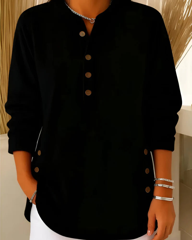 Neris - Blusa de punto moderno de manga larga