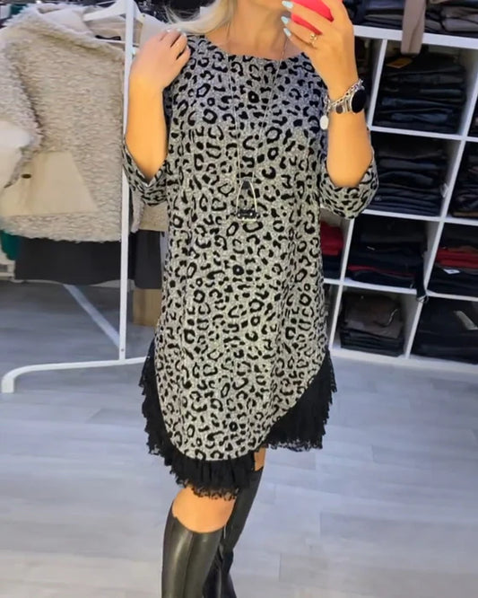 Yolanda - Vestido adelgazante con estampado de leopardo