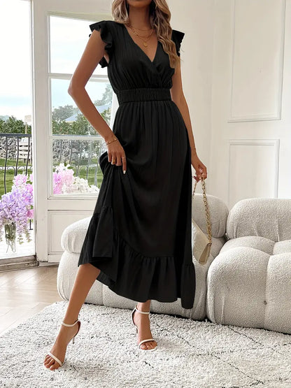 Carmen™ Vestido con escote cruzado, cintura fruncida y volantes