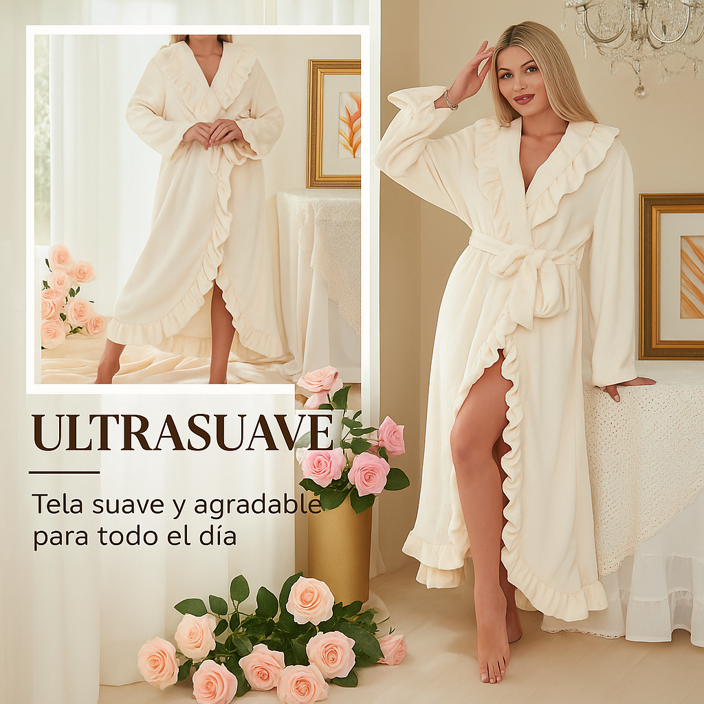 Carla - Bata suave y esponjosa con volantes elegantes
