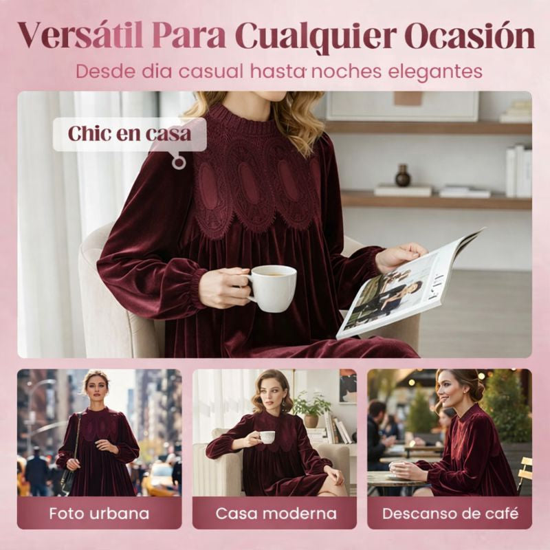 Paula – Vestido túnica de terciopelo con inspiración vintage
