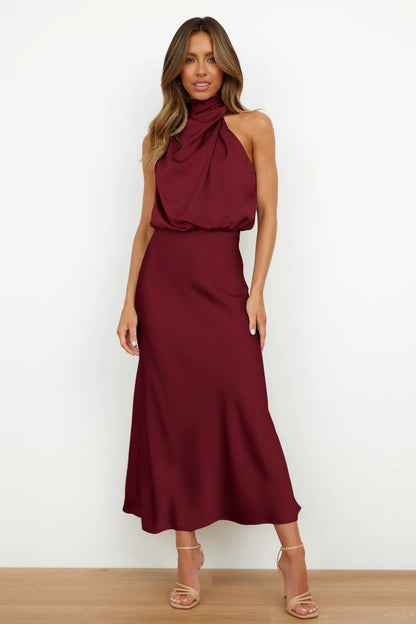 Beatriz - Vestido largo elegante con cuello drapeado