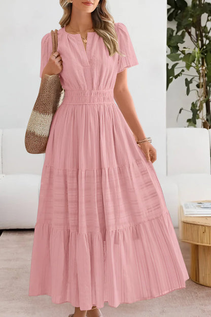Emma – Vestido largo con cintura fruncida y vuelo elegante