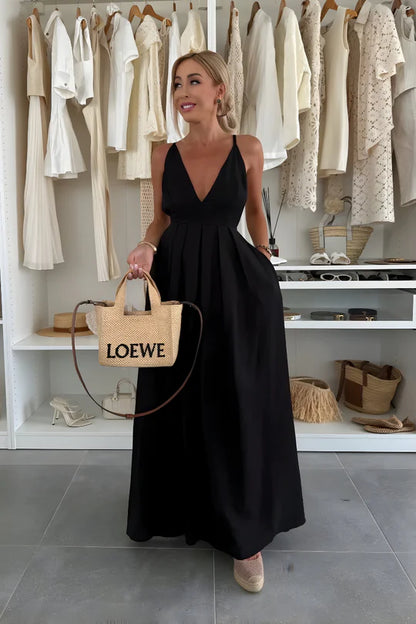 Lía - Vestido largo fluido con espalda en V