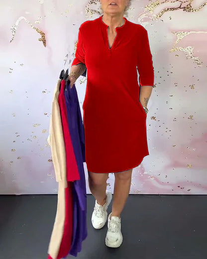 Esther™ | Vestido liso con escote en pico