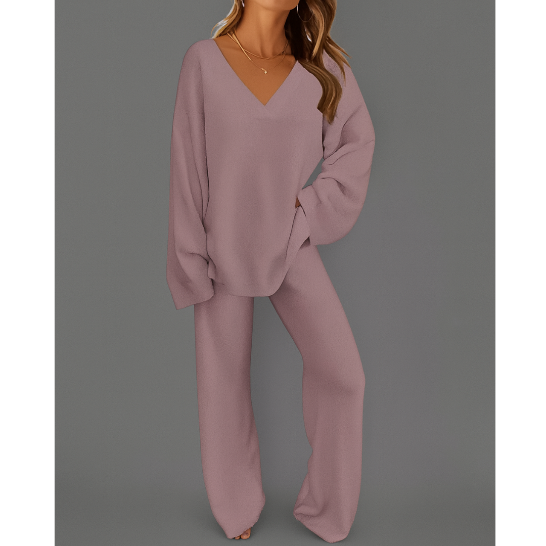 Elvira - Conjunto de punto suave con cuello en V