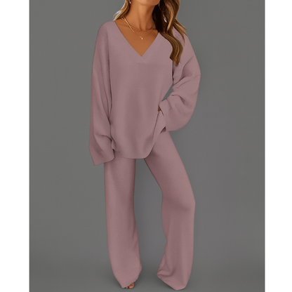 Elvira - Conjunto de punto suave con cuello en V
