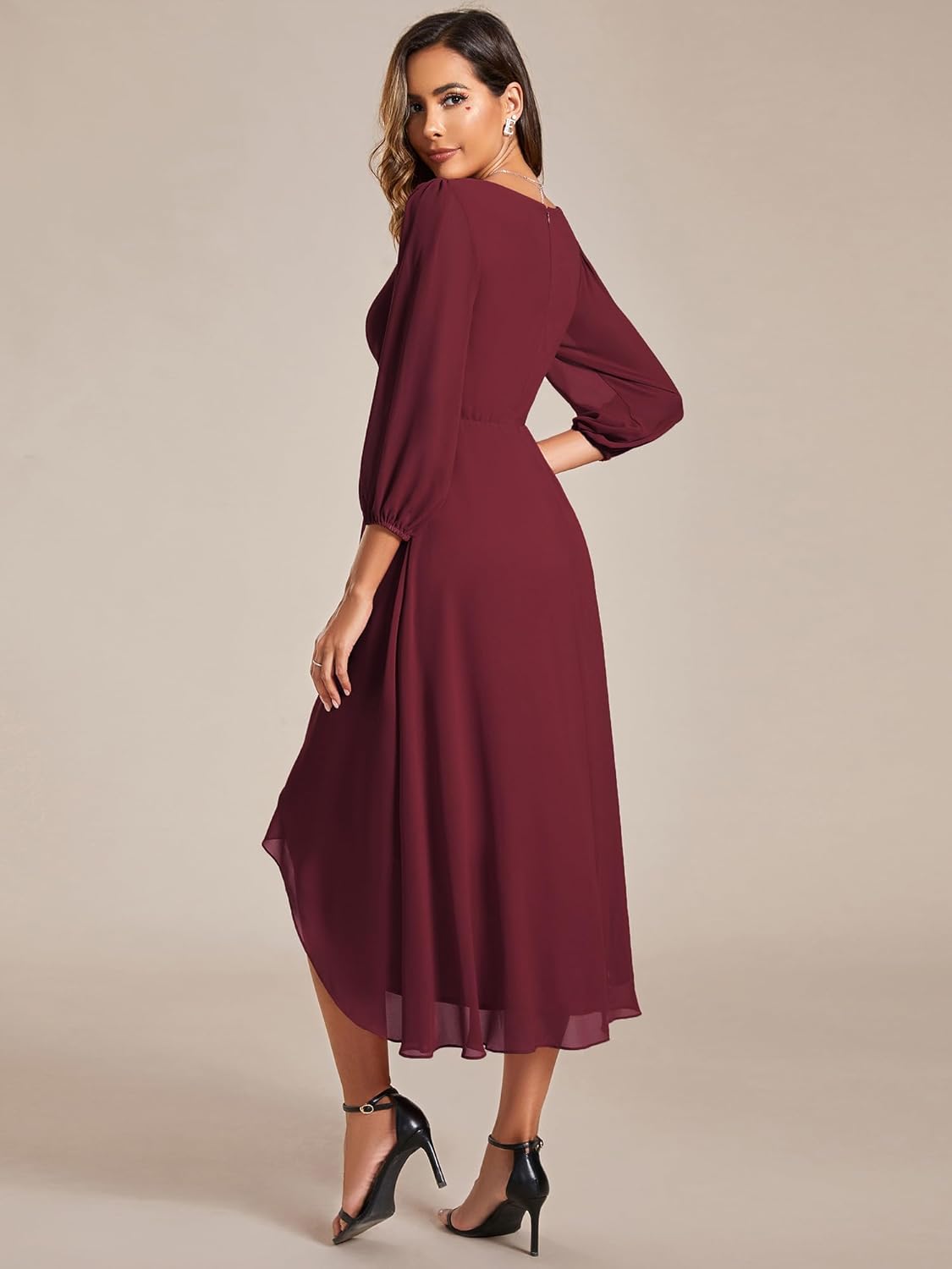 MIA - Vestido de escote en pico con bajo asimétrico