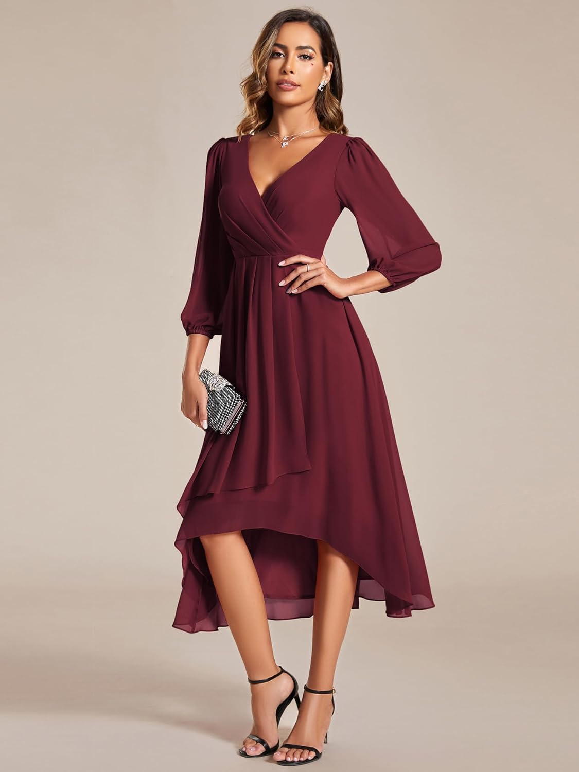 MIA - Vestido de escote en pico con bajo asimétrico