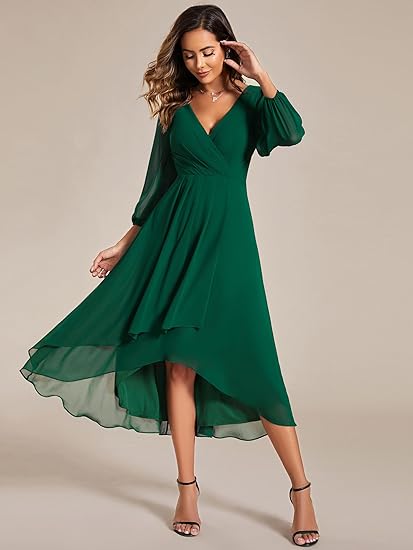 MIA - Vestido de escote en pico con bajo asimétrico