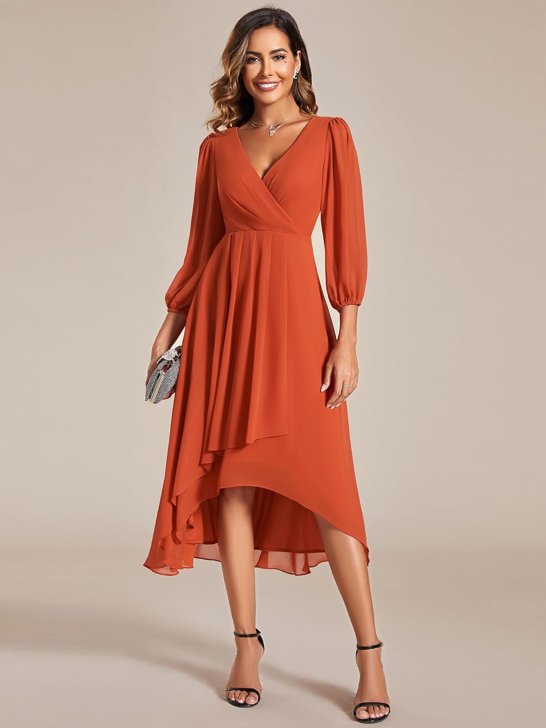 MIA - Vestido de escote en pico con bajo asimétrico