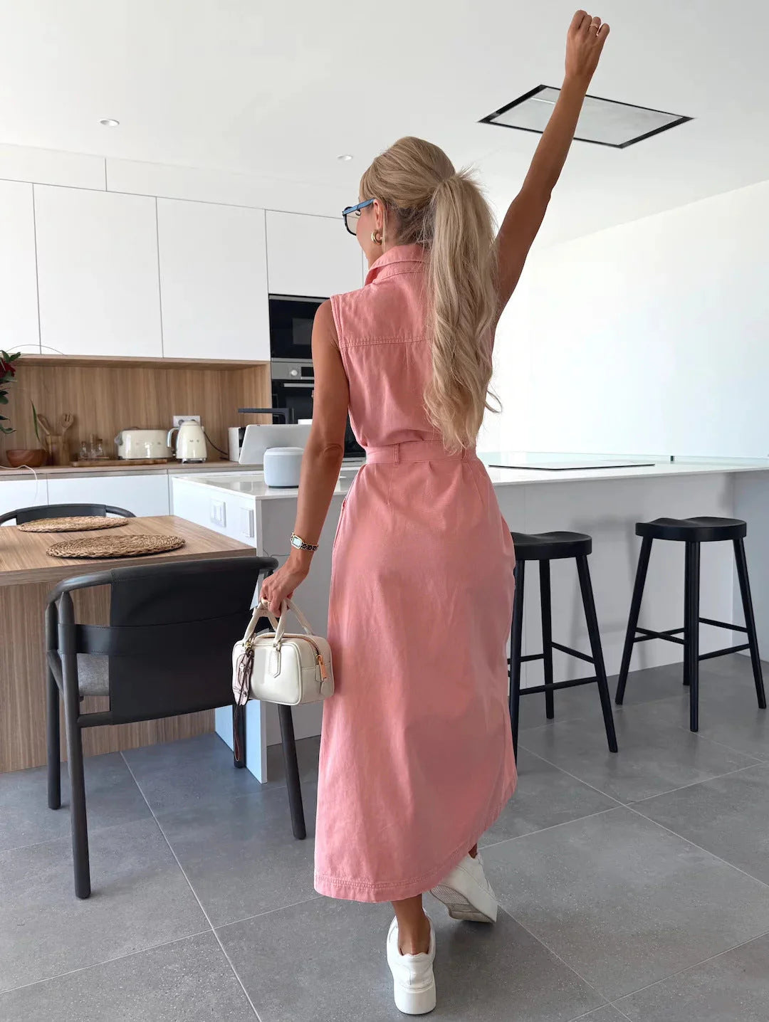 Valeria™ Vestido Vaquero Casual con Botones y Cinturón