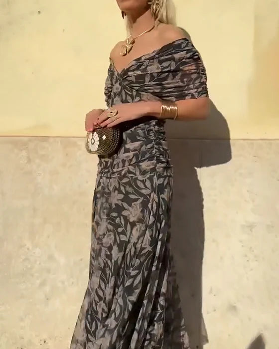 Julieta - Vestido elegante con cuello en V y hombros descubiertos