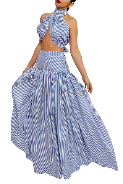 Roma - Conjunto de falda y blusa a rayas