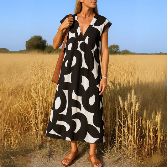 Valeria | vestido con estampado artístico y corte relajado