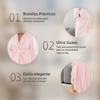Carla - Bata suave y esponjosa con volantes elegantes