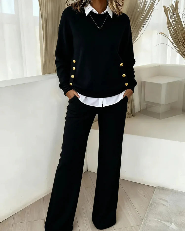 Sara – Conjunto de dos piezas con sudadera y pantalón recto