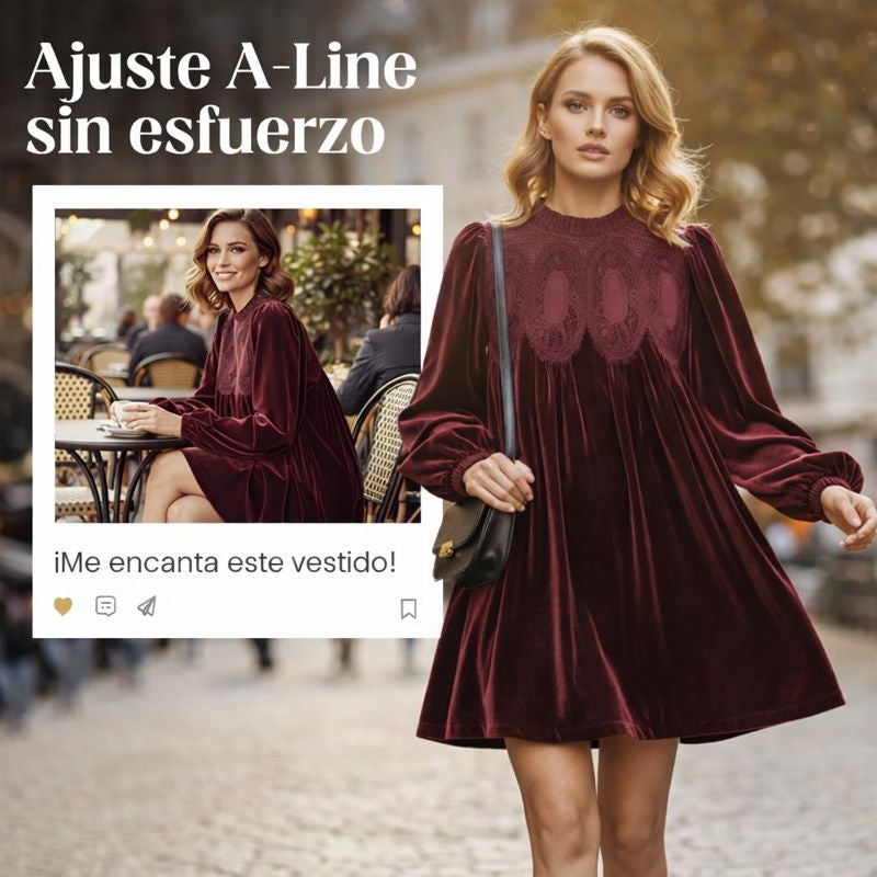 Paula – Vestido túnica de terciopelo con inspiración vintage
