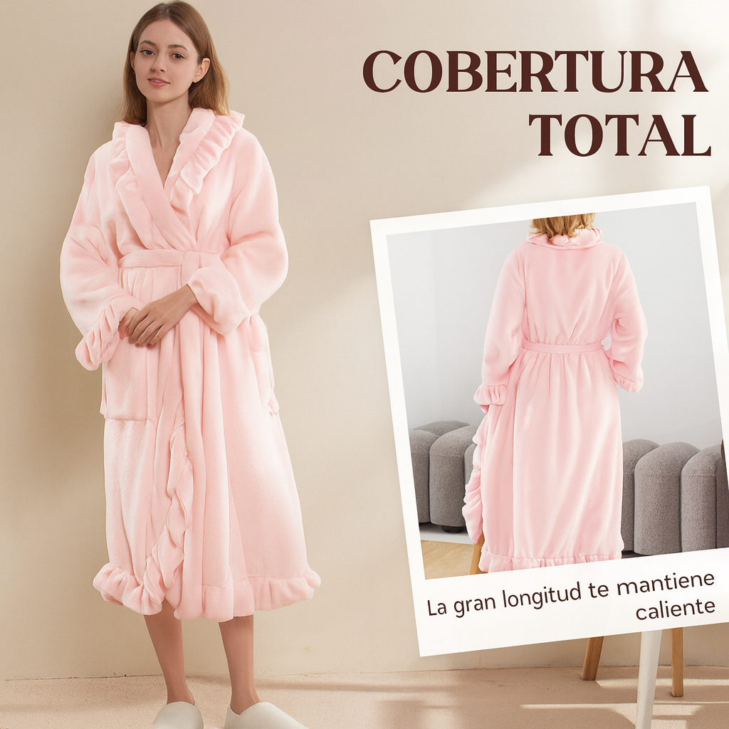 Carla - Bata suave y esponjosa con volantes elegantes