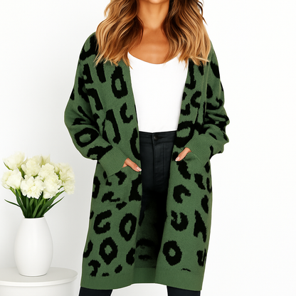 Duna - Cárdigan de punto con estampado de leopardo