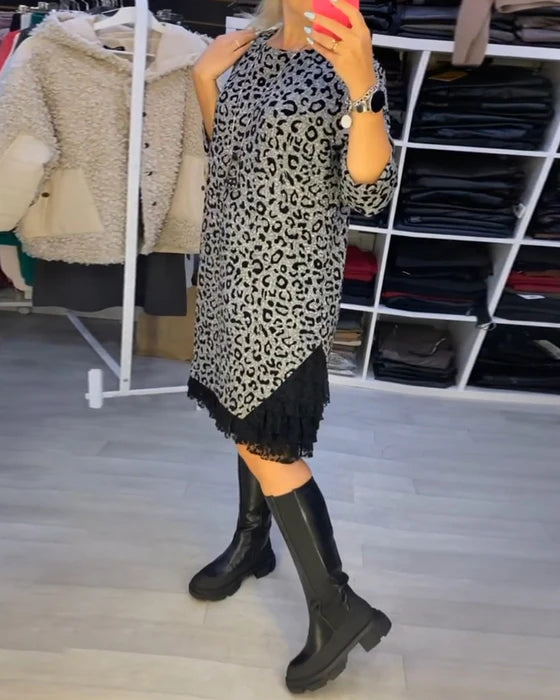 Yolanda - Vestido adelgazante con estampado de leopardo