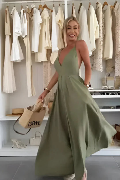 Lía - Vestido largo fluido con espalda en V