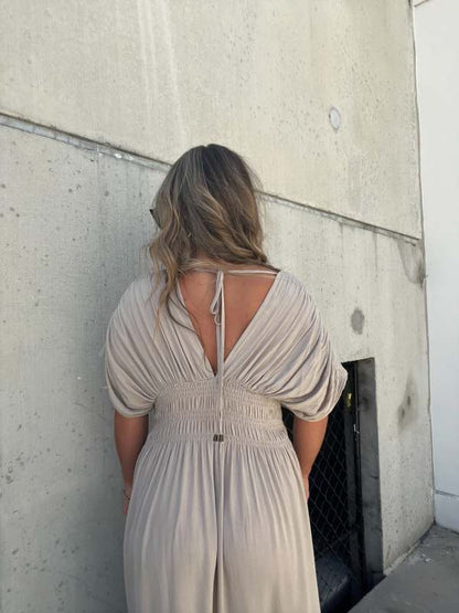 Camila - Vestido largo con escote fruncido y manga caída