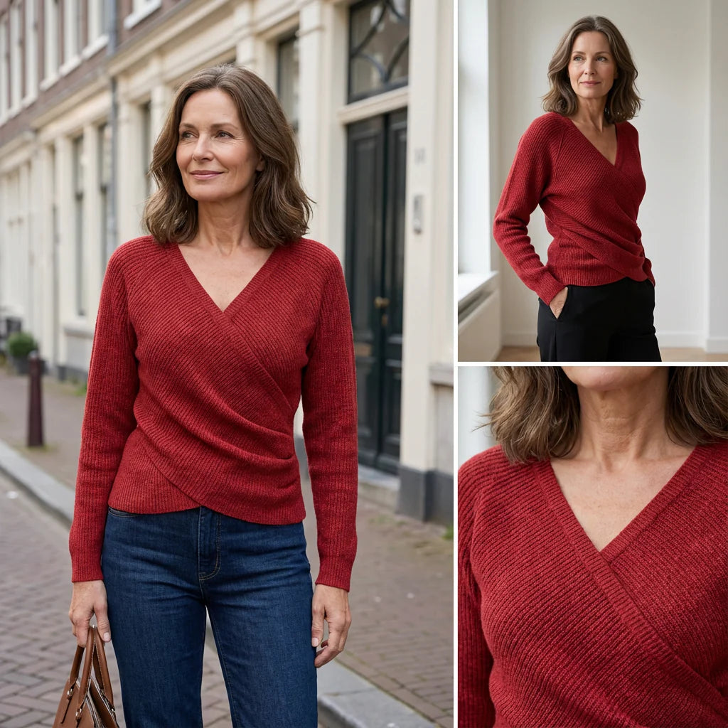 Lina - Lujoso top cruzado con escote en V