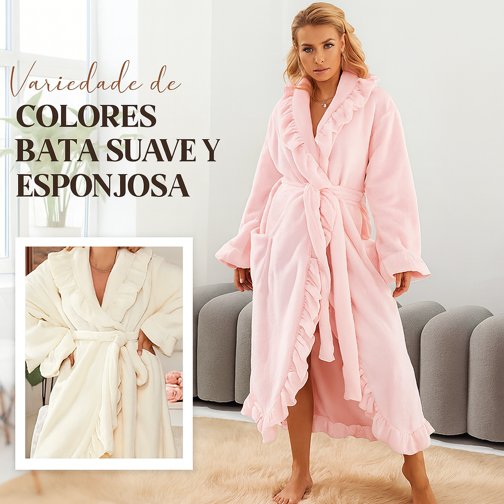 Carla - Bata suave y esponjosa con volantes elegantes