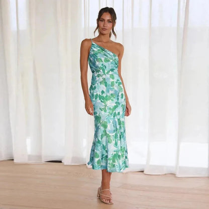Sofía/ Vestido maxi floral asimétrico