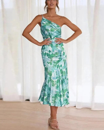 Sofía/ Vestido maxi floral asimétrico