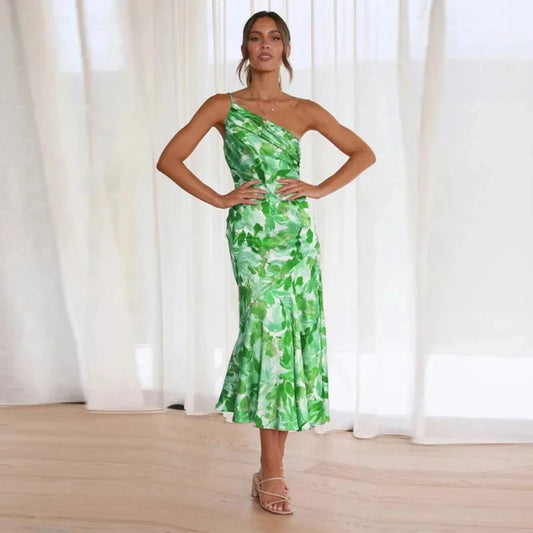 Sofía/ Vestido maxi floral asimétrico