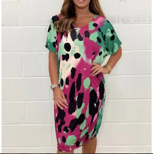 Nuria - Vestido suelto y relajado con estampado de leopardo