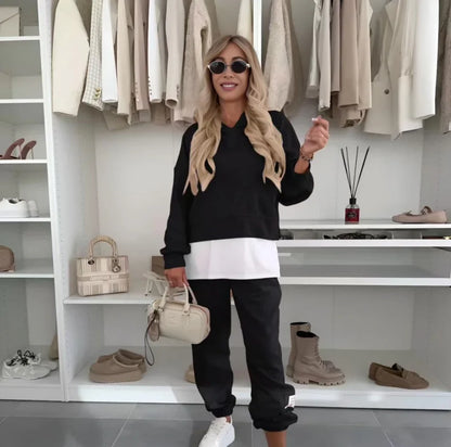 Vera - Conjunto casual abrigado de dos piezas con capucha