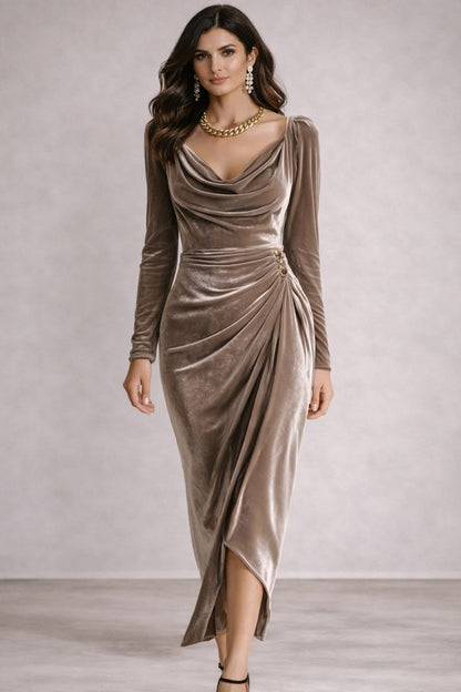 Bianca - Elegante vestido midi de terciopelo