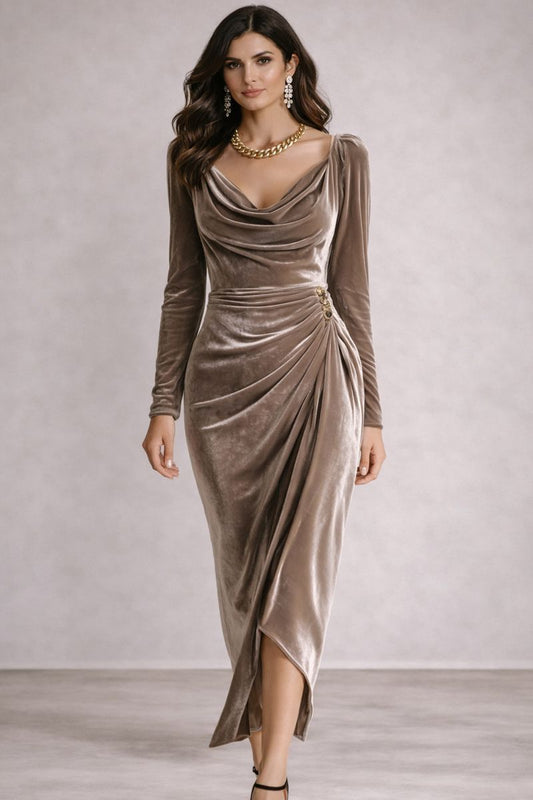 Bianca - Elegante vestido midi de terciopelo