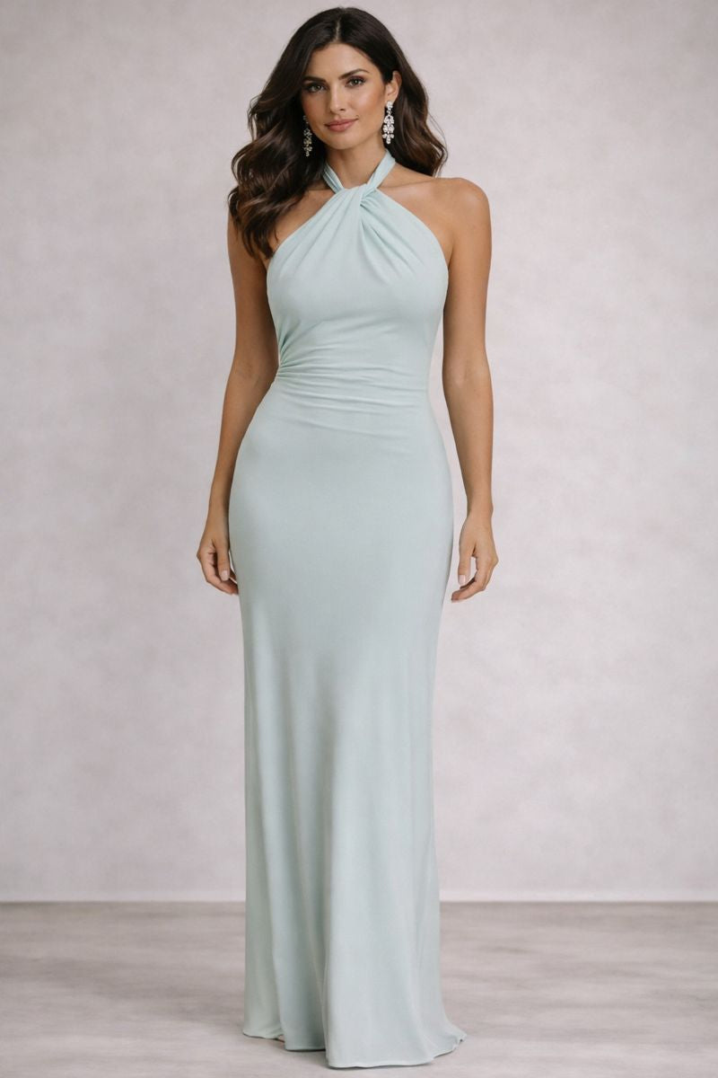 Lilia - Vestido largo ajustado con cuello halter