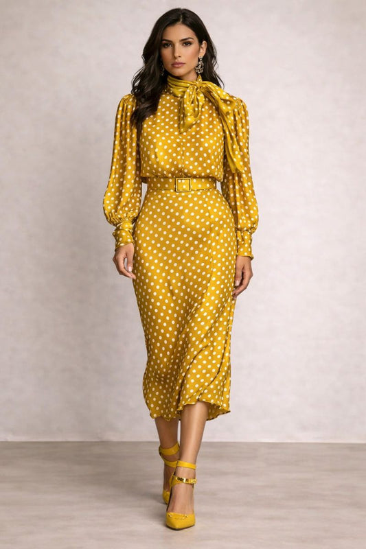 Juna - Conjunto de camisa y falda con lunares