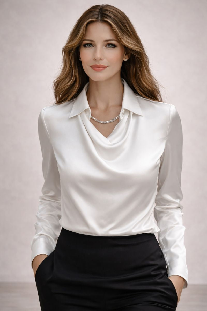 Ester - Blusa elegante con cuello drapeado