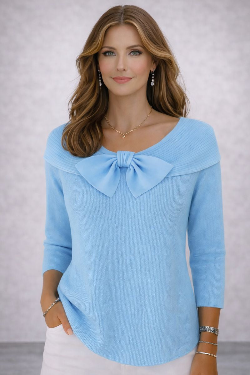 Lidia - Blusa de punto elegante con lazo en el cuello