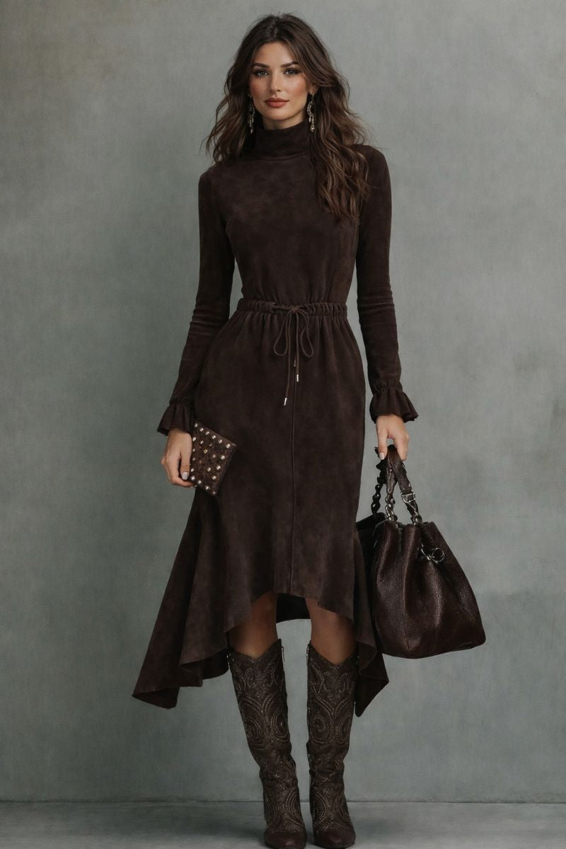 Marisela – Vestido midi de efecto ante