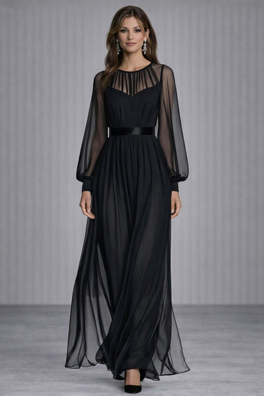 Julia – Vestido elegante negro vaporoso