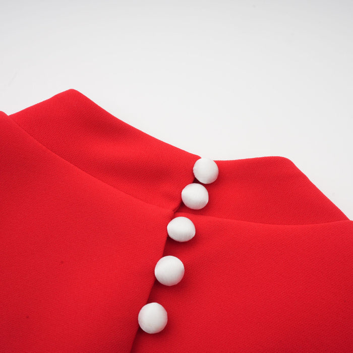 Ana – Vestido mini rojo con mangas pétalo y lazo