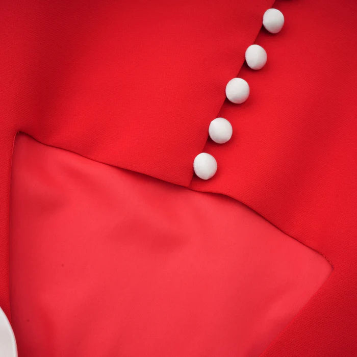 Ana – Vestido mini rojo con mangas pétalo y lazo