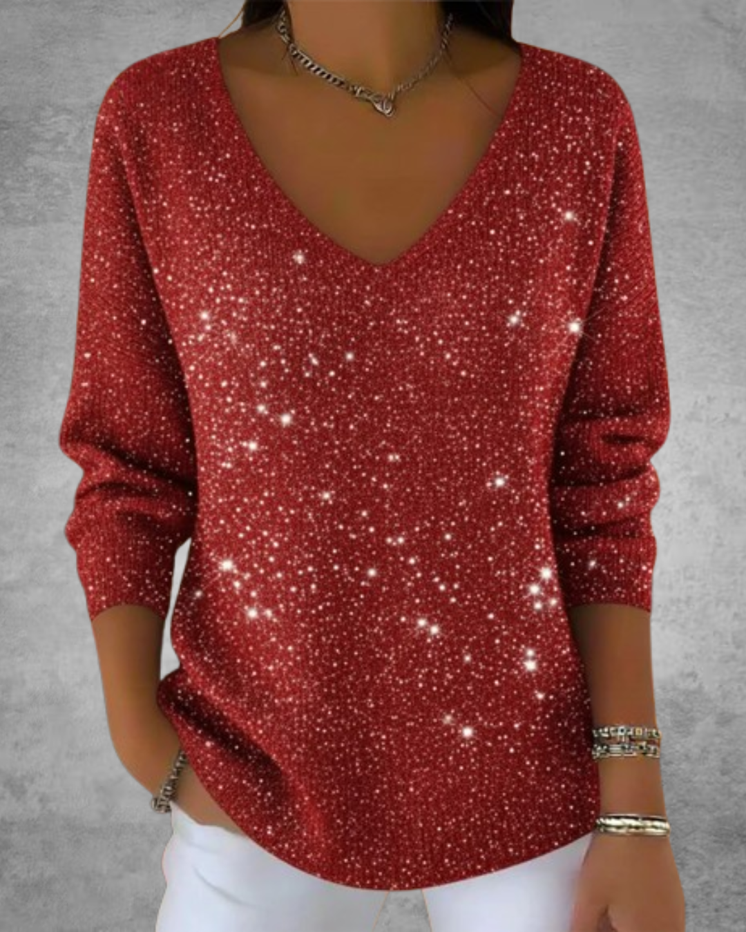 Reina | Jersey casual con brillo festivo y elegancia sin esfuerzo